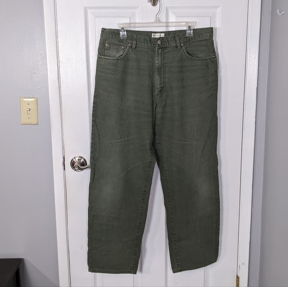 Cutter & Buck Olive Green 100% Cotton Straight Leg Trousers Size 36 Waist